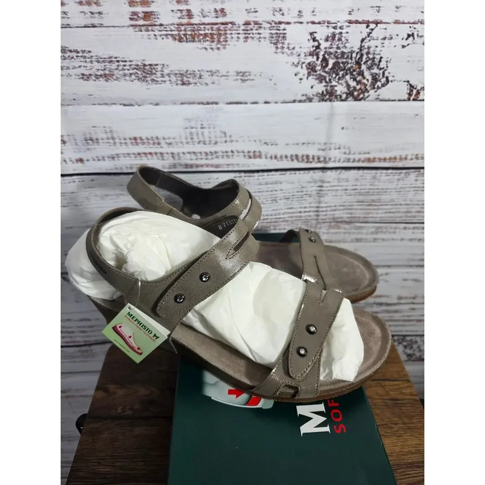 Mephisto Minoa Women's Sandals US 12 EU 44 Camel Liz Wedge Cork Heel NIB